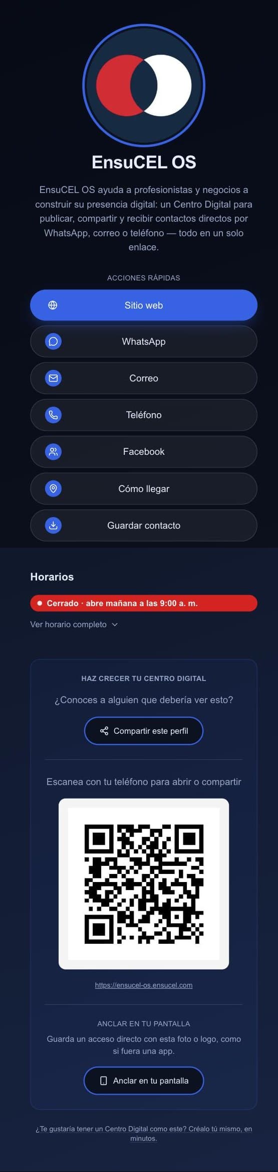 Centro Digital publicado con el tema Oscuro azul